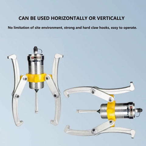 Professional Heavy Duty Split Hydraulic Gear Puller Set With Hand Pump 50 Ton Capacity shown from two angles with strong claws.