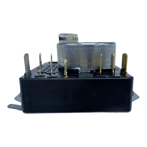 Clothes Dryer Timer Replacement WPW10185975 W10185975 115VAC 60Hz 3W in black casing with visible pin connectors