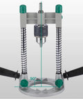 Adjustable Drill Guide And Stand For Precise Drilling, 1.5mm To 13mm Chuck, 90 Degree Vertical Positioning, dual handle, aluminum base