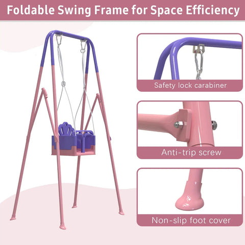 Foldable Toddler Swing Set For Indoor And Outdoor Play, Adjustable Seat Heights To Grow With Your Child, detailed close-up view