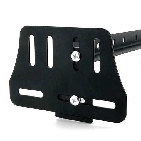 Close-up of Two Piece Heavy Duty Bed Frame Brackets Modification Plates Adapter Connector For Headboard Footboard Wood Furniture Gap Fixer with screws.