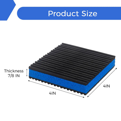 4 Pack Tough As Nails Anti Vibration Pads 4X4 Inch Ribbed Rubber Sound Isolation Mats With Blue Eva Core, 7/8 inch thick