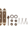 Brass Cabinet Faceplate With Lucky Pattern And Vertical Straight Handle, installation kit in antique bronze finish