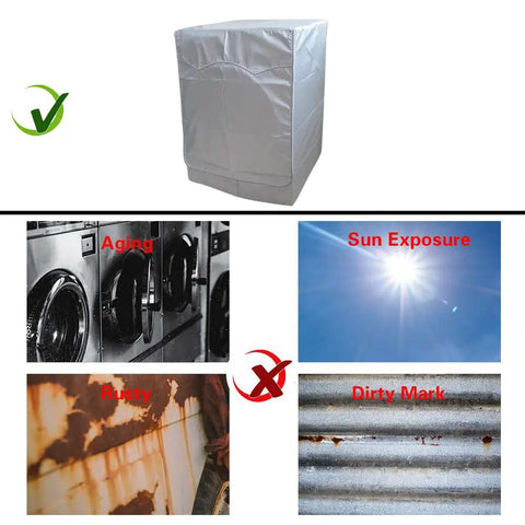 Front Loading Washer And Dryer Cover 27W X 33D X 39H Inches with waterproof nylon, prevents aging, rust, sun exposure, and dirt.