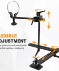 Solid Carbon Steel Lathe Dust Hood Bracket Stand For Woodturning With Flexible Left Right And Up Down Adjustment Support displaying flexible adjustment features.