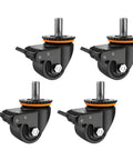 Heavy Duty Swivel Caster Wheels With M Threaded Stem And Brake For Furniture Workbench Cart, set of four wheels image