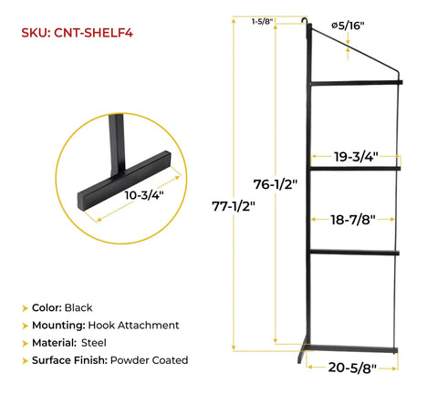 4 Pack Heavy Duty Shelf Brackets With Hooks For Shipping Containers And Trailers Rock Solid Black Powder Coated Steel dimensions and design.