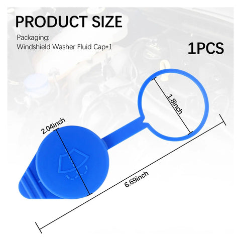 Windshield Washer Fluid Cap Replacement For Ford Focus 2012-2018, OEM KT1Z17632A CP9Z-17A605-A, blue cap with dimensions