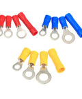 Huge 258-Piece Assorted Ring And Butt Wire Crimp Terminals Kit With Insulated Electrical Cable Connectors For Cars And Trucks AWG22-10 Range, red blue yellow ring terminals
