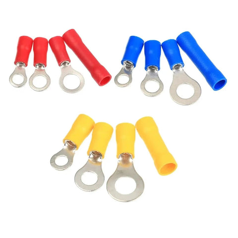 Huge 258-Piece Assorted Ring And Butt Wire Crimp Terminals Kit With Insulated Electrical Cable Connectors For Cars And Trucks AWG22-10 Range, red blue yellow ring terminals