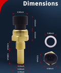 VEHICODE ECT engine coolant temperature sensor with connector, brass body and black cap (front view)