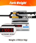 Air Mountain Bike Suspension Fork For 26 27.5 29 Inch Bikes on a scale showing weight of 1700 grams
