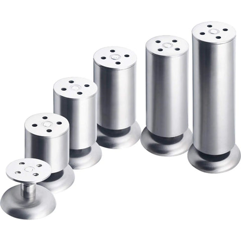 Heavy Duty Adjustable Stainless Steel Furniture Legs Rock Solid Round Metal Table Support Feet With Screws Hella Sturdy For Couches Desks And Cabinets 4 Pack, various sizes shown.