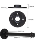 Detailed view of parts for 6 Pack 10 Inch Wall Mounted Industrial Pipe Clothing Rack Set, including flanges and connectors.