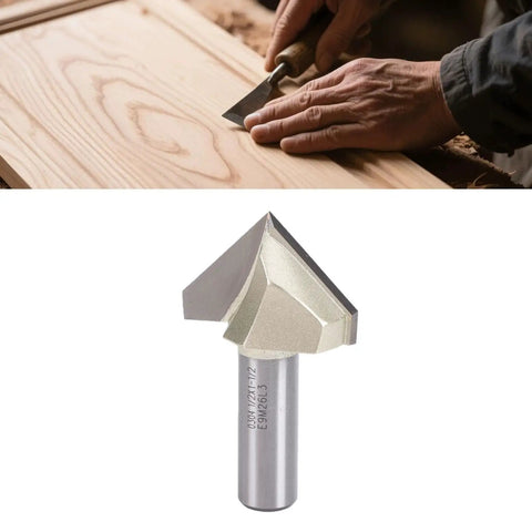 Top Tier Senecesli 90 Degree V Groove Router Bit With One Half Inch Shank And One Point Five Inch Cutting Diameter for precision milling.