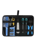 Cat5 Network Cable Crimping Pliers For Home Installation shown in tool kit with screwdrivers and accessories