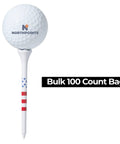USA Stars And Stripes American Flag Plastic Golf Tees Pack Of One Hundred Three And One Quarter Inch Durable Tees With Red Stripes