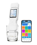 9 In 1 Smart Water Tester With App Monitoring, Digital Water Test Kit shown in use with smartphone app