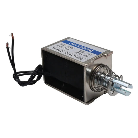 Push Pull Type DC Solenoid Electromagnet 12V Open Frame Actuator With 80N Force 15mm Stroke 10A Current 120W Power Linear Plunger Return For Automation DIY Projects, 52x58x83mm