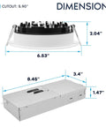 Dimensions of Sleek 5 Inch LED Recessed Lights Canless Mini Panel Downlights with a cutout size of 5.90 inches.
