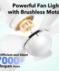 Interior view of Battery Operated 21 Inch Ceiling Fan Light With Remote For Outdoor Use featuring brushless motor and blades