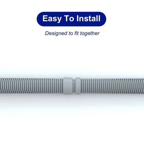 Close-up view of Pro Grade 1.5 Inch Pool Vacuum Hose Set showing connection of 8 Piece 40 Inch Replacement Extension Hoses For Automatic Pool Cleaners
