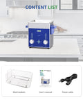 Next Level Dual Frequency Ultrasonic Cleaner With 2 Liter Tank For Jewelry Glasses Watches And Coins Featuring 60 Watt Heating Timer and included accessories.