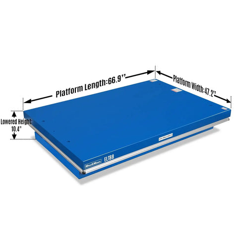 Heavy Duty Electric Hydraulic Lift Table With Wireless Remote 8,800 Lb Capacity Big Platform 66.9 X 47.2 Inches top view showing dimensions.
