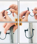Hands demonstrating installation of 24 Pack Heavy Duty Shaft Locking Pins With Drop Dead Silent Springs on metal tube.