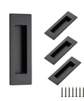 4 Pack Black Sliding Closet Door Pulls Flush Recessed Finger Pulls 4.72 Inch Length Square Cabinet Pulls and screws display