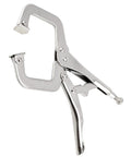 Side view of 3 Piece Heavy Duty C Clamp Locking Pliers Set With Swivel Pads, 9 inch size, showing swivel pads and screw mechanism.