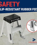Two Foot Aluminum Step Stool For Industrial Use, Heavy Duty 375 Pound Capacity, Type IAA AY8002 with slip-resistant feet