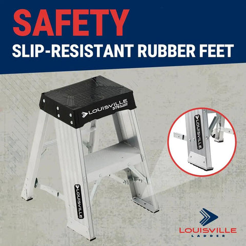 Two Foot Aluminum Step Stool For Industrial Use, Heavy Duty 375 Pound Capacity, Type IAA AY8002 with slip-resistant feet