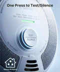 Wireless Interconnected Smoke And Carbon Monoxide Detector With 10 Year Battery, close-up of test/silence button.