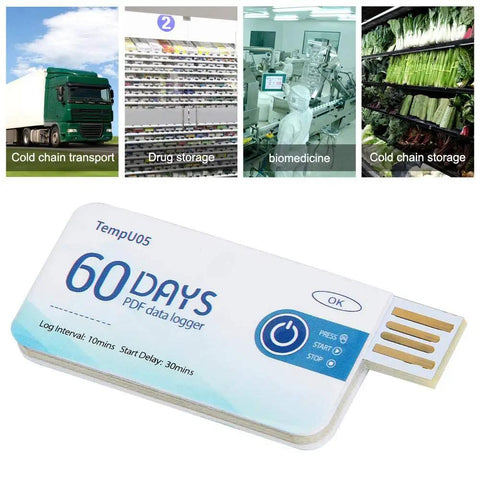 Disposable Single Use Temperature Data Logger With Usb Cable Offers Dead Reliable Cold Chain Tracking And Smooth Pdf Downloads For Food Drug Chemical Shipping Without Any Mess Or Hassle, compact design with USB plug.