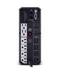 Back view of Intelligent LCD UPS Battery Backup And Surge Protector With 1500VA 900W Power 12 Outlets And 2 USB Ports AVR Boost Mini Tower UL
