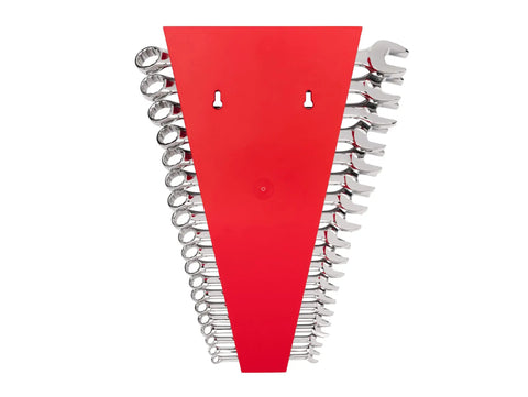 19 Piece Metric Combination Wrench Set With Rack, Angled Open Ends For Tight Spaces, 6 To 24 Mm, Durable Wrench Rack Included