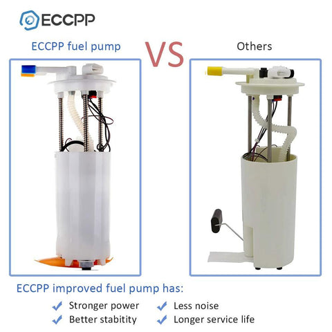 Comparison of ECCPP fuel pump and Others; Plug And Play Electric Fuel Pump Module Assembly Replacement For Buick Park Avenue LeSabre Oldsmobile Aurora Pontiac Bonneville V6 3.8L V8 4.6L 1999 2000 2001 2002 2003 OEM E3518M