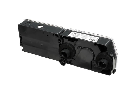 Honest To Goodness S1 D4120 Duct Photoelectric Smoke Detector For Big League HVAC Safety And No Sweat Building Code Compliance On Any Property Upgrade Project back view showing black plastic housing and connections.