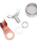 Huge Upgrade Your Welding Game With Quick Setup Magnetic Grounding Clamp parts including copper terminal, steel washer, and magnet.