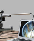 Rifle Borescope Kit With Flexible 45 Inch Cable For Visual Barrel Inspection Of 20 Caliber And Larger Firearms Includes 3 Right Angle Mirrors And Carrying Case Great For Hunting Cleaning And Diagnosing Barrel Issues., rifle barrel inspection setup with laptop display