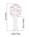 Uncut Brass Key Blanks 10 Pack For KW1 Lock Types Pro Grade Durable Copper Core Blank Keys shown with size dimensions