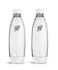 1L Slim Carbonating Bottles Twin Pack For Sparkling Water Makers BPA Free Hermetically Sealed Caps Hand Wash Only Cuts Down 3000 Plus Single Use Bottles Compatible With Art Terra E-Terra Enso Sparkling Machines, displayed against white background