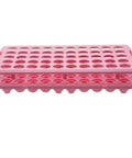 Pink 50 Hole Plastic Test Tube Rack With Silicone Pad Bottom Detachable Holder For 5ml 10ml And 15ml Centrifuge Tubes 18mm Hole Diameter Lab Organizer For Secure Tube Storage