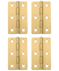Golden Copper Piano Hinges Set, 4 Pcs For Jewelry Boxes And Wood Cabinets shown in polished gold copper finish, visible front view.