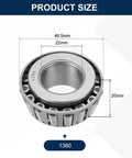 Top Shelf 1380 Tapered Roller Bearing Cone With A Beefy 22mm Bore And Premium Chrome Steel Body, dimensions shown