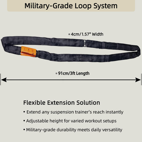 Round Sling For Aerial Hoop 3ft 91cm Beefy Heavy Duty Lifting Strap With 5 To 1 Safety Factor CE Certified Military Grade Polyester