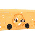 35mm hinge boring jig kit for woodworking, yellow ABS panel with ruler scales and drill guide, includes 1/16in bit.