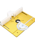 Slick Aluminum Router Table Insert Plate For Woodworking Heavy Duty Base Platform showing engraved scales and mounting holes.