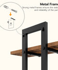Heavy Duty Floating Wall Shelves 15 Inch 2 Tier Set 2 Rustic Brown Black showing strong metal frames for stability.